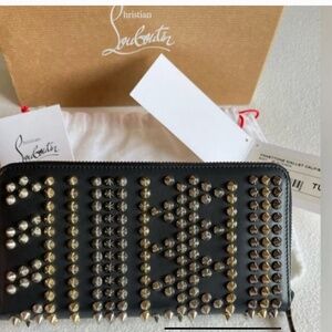 Christian Louboutin Black Wallet w/Black and Silver Studs